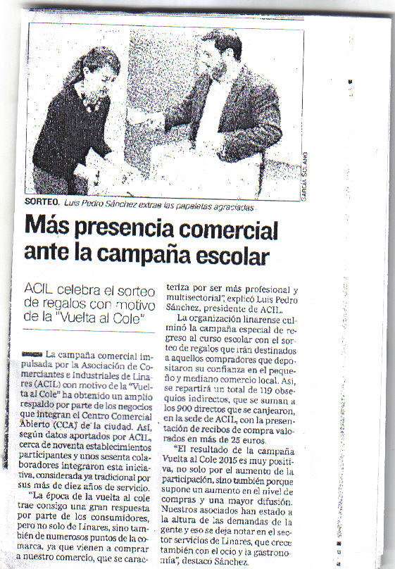 Noticia Prensa Campaña Vuelta Al Cole. Diario jaén 23Oct